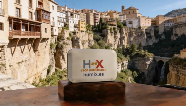 Sistema HUMIX instalado en la pared de una vivienda en Cuenca